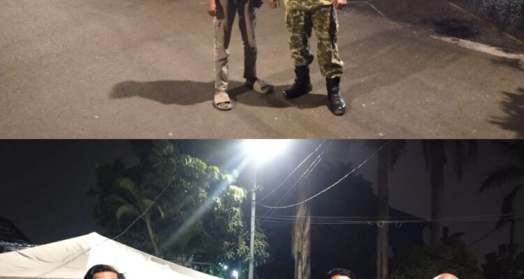Cegah Gangguan Kamtibmas, Babinsa Peltu Arief W bersama Komduk Gelar Patroli Malam Hari 