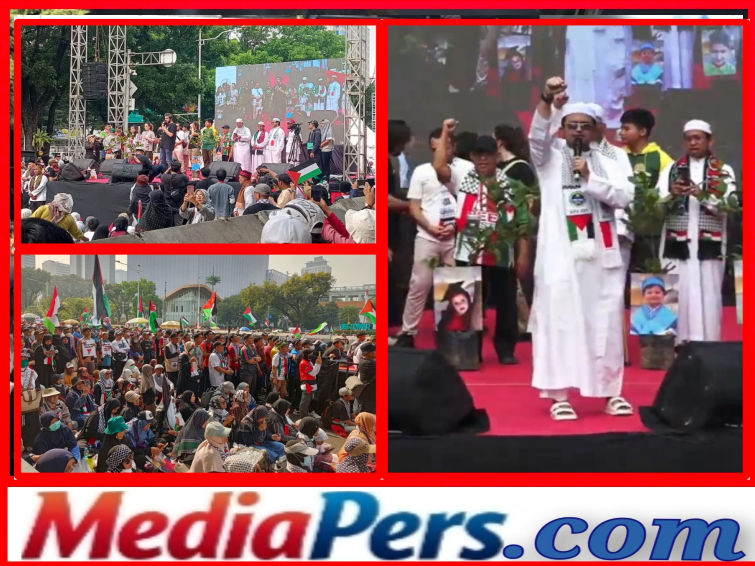 Sebanyak 800 Peserta Gelar Aksi Damai Bela Palestina di Monas, Serukan Penghentian Genosida di Gaza