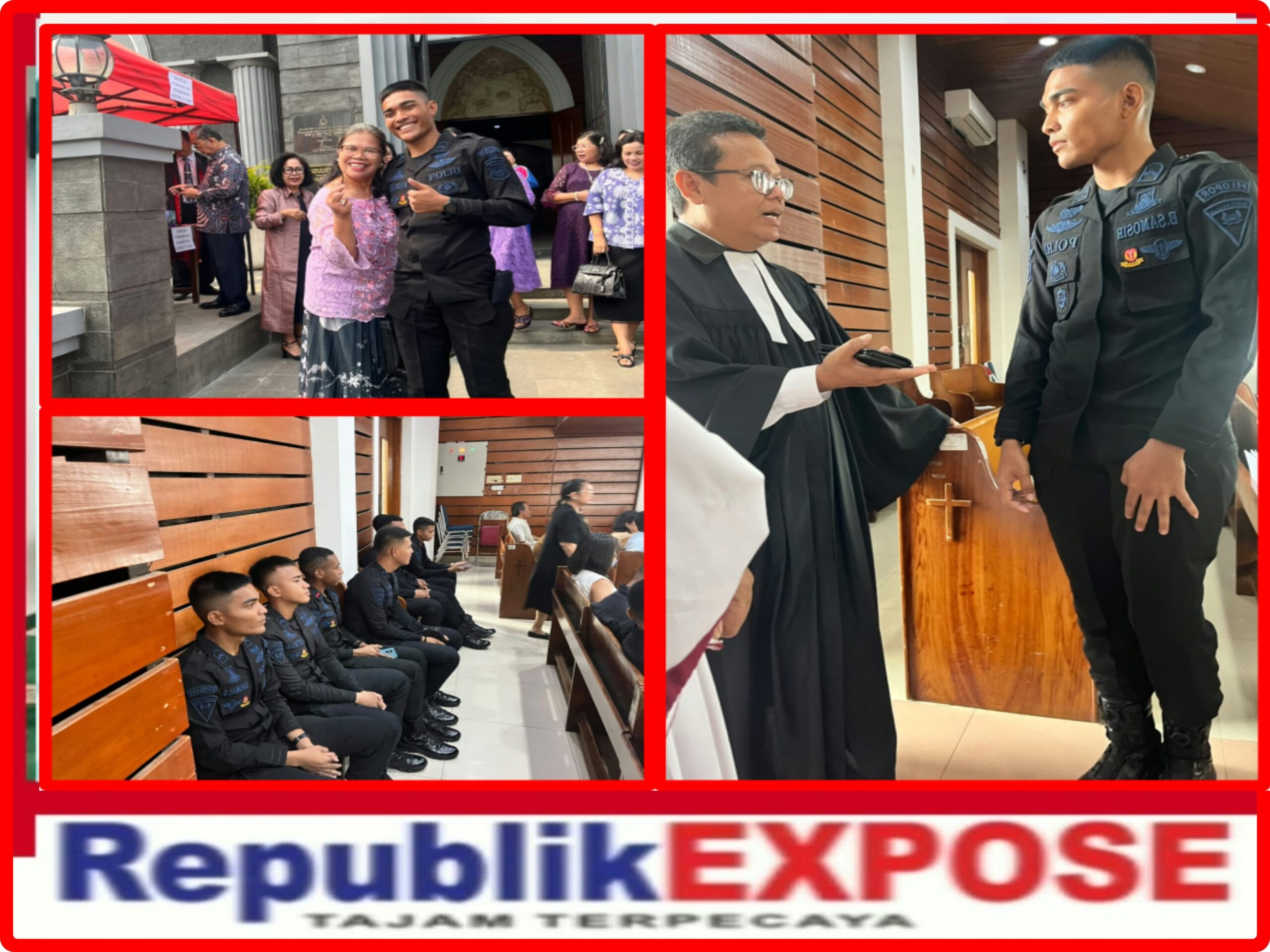 Personel Satbrimob Polda Metro Jaya Perkuat Toleransi, Ikuti Ibadah Nasrani di Pasar Minggu