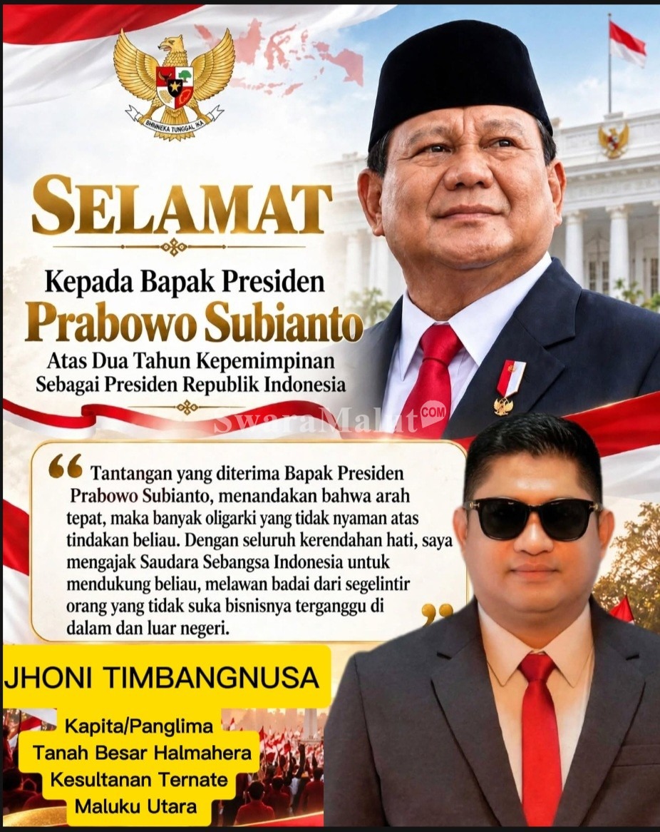 Kapita Kahagila Kesultanan Ternate: Dua Tahun Kepemimpinan Prabowo Subianto, Indonesia di Jalur Kemajuan