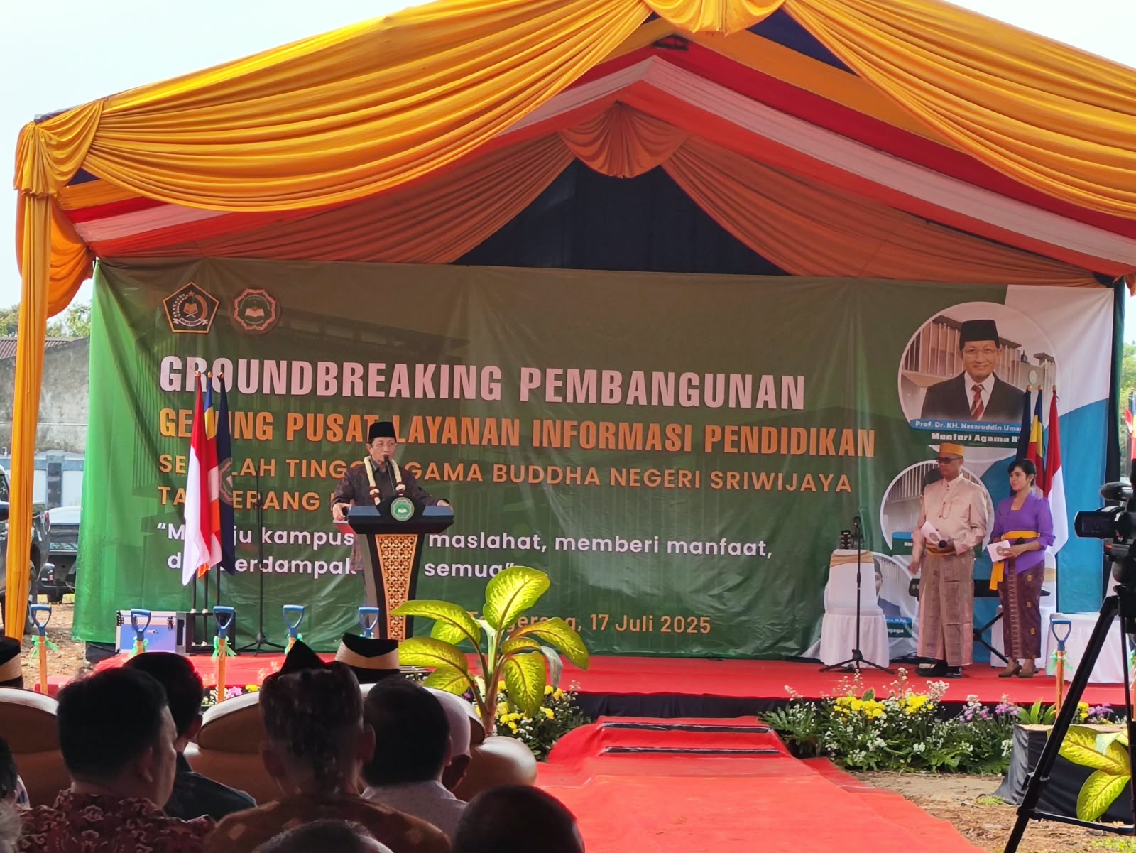 Menteri Agama Hadiri Groundbreaking Pembangunan Gedung Pusat Layanan Informasi Pendidikan STABN Sriwijaya