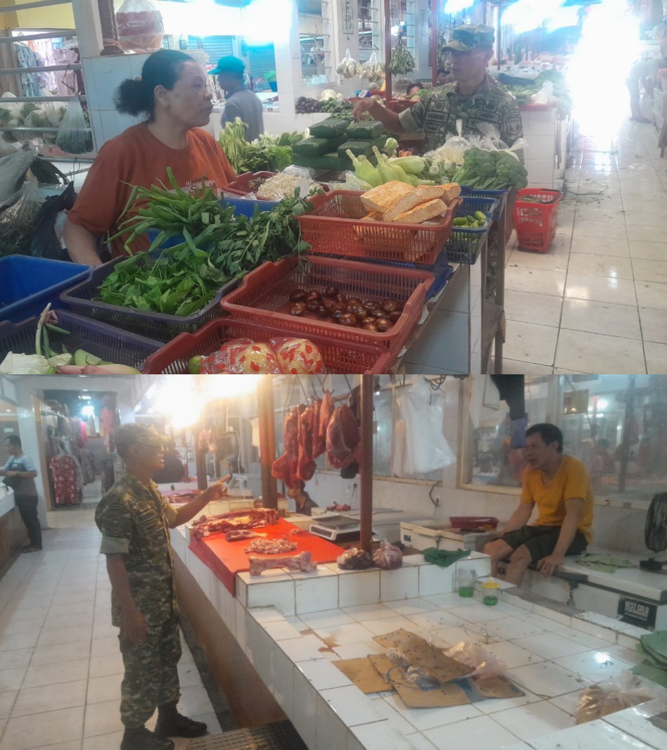 Pantau Perkembangan Harga Sembako di Pasar, Babinsa Serka Saidin Pastikan Harga Stabil